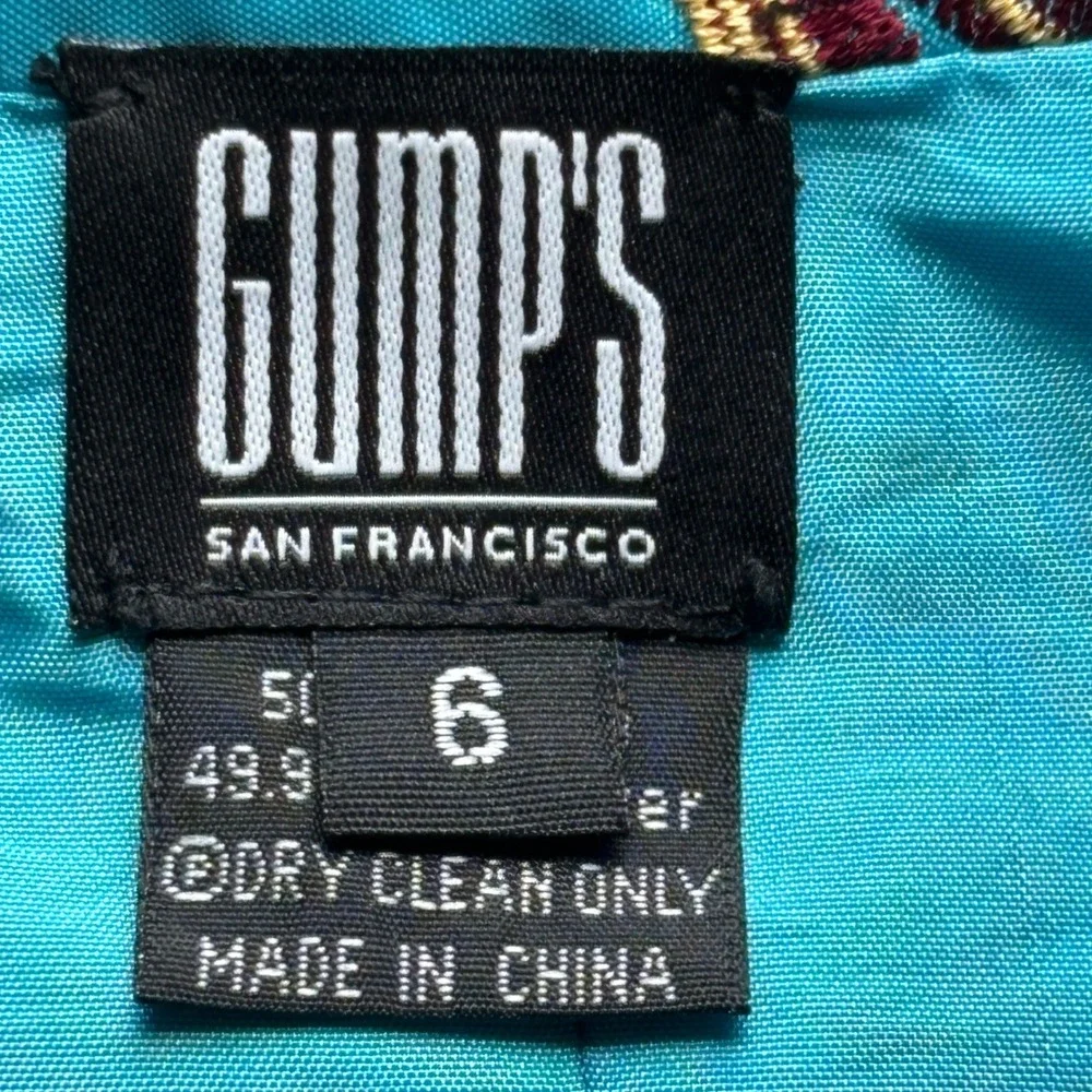 Gump's Y2K Women's Chic Artisan Embroidered Dragonfly Navy Turquoise Jacket 6